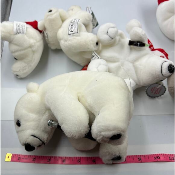 Vintage Lot 8 Coca Cola Polar Bear Bean Bag Plush Seal Christmas Ornaments - Picture 13 of 13